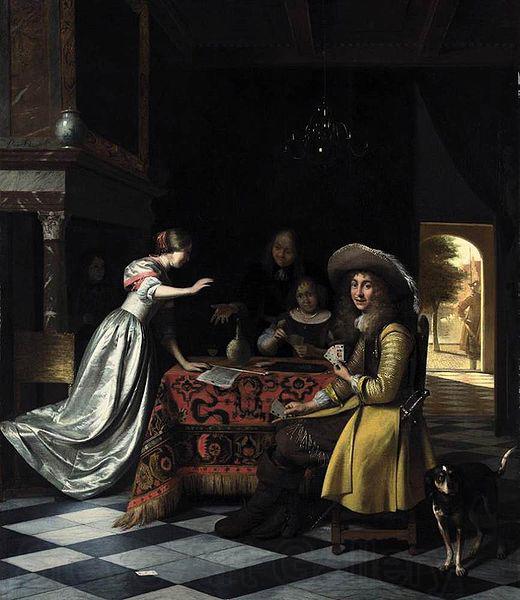 Pieter de Hooch Card Players at a Table Norge oil painting art
